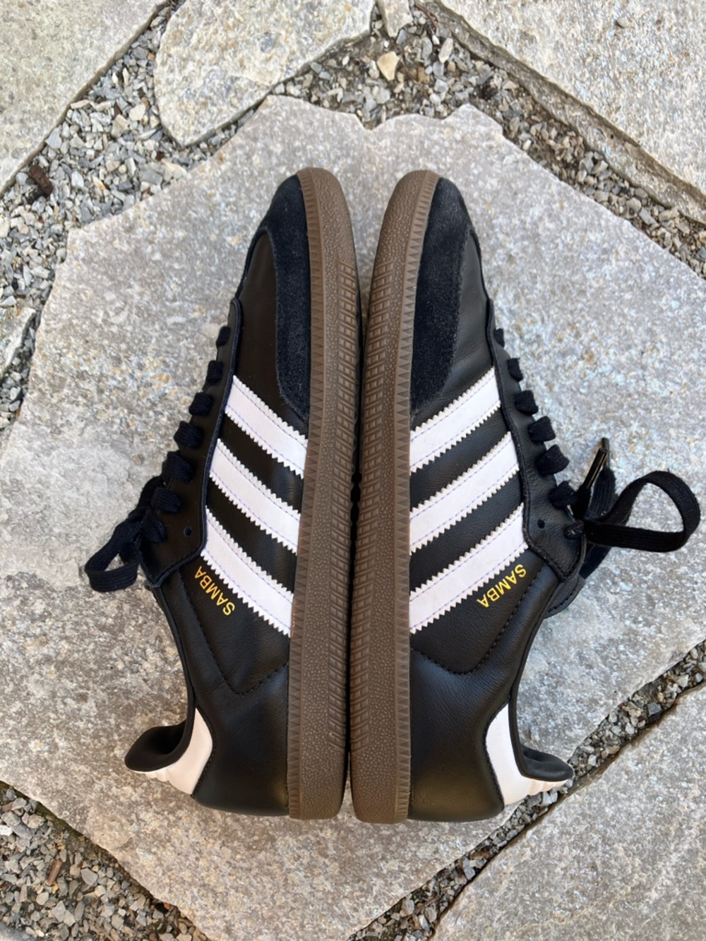 adidas Samba OG Black with White Stripes and Brown Gum Sole - Picture 8 of 17